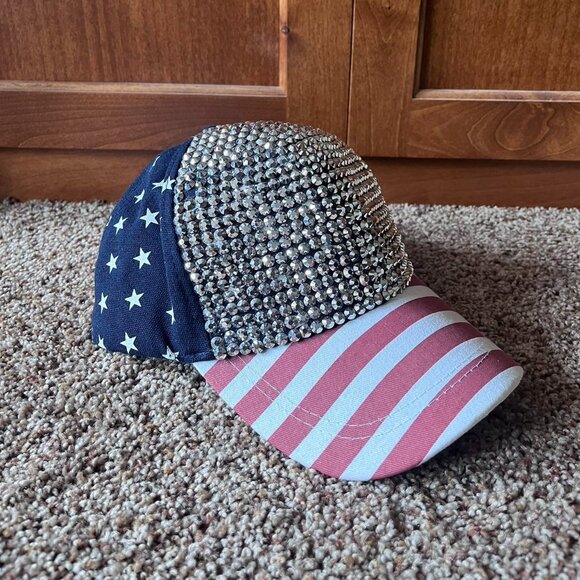 Accessories - Sparkly Red and Blue American Flag Y2K Cap 🇺🇸